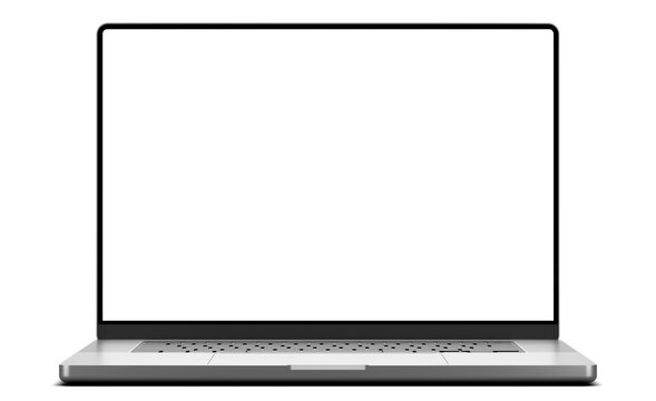 Laptop with modern frameless design isolated on  transparent background - PNG format - easy replacement of background and device screen (white color is fully transparent)