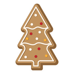 Christmas gingerbread illustration in flat cartoon style