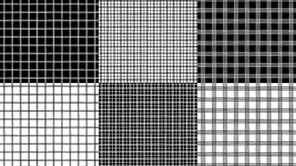 black white vector seamless plaid patterns - obrazy, fototapety, plakaty