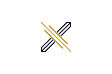 Abstract and Minimalist Letter X Logo Design. Initial X Logo with Line Style. Vector Illustration
