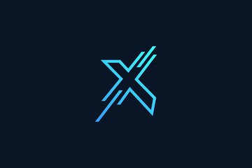 Abstract Blue Letter X Logo Design. Initial X Logo with Technology Concept. Vector Illustration