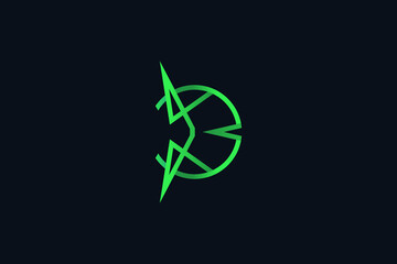 Obraz premium Abstract Letter B Logo Design with Line Style in Green Gradient. Vector Illustration