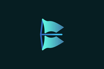 Abstract Letter E Logo Design in Blue Gradient Concept. Vector Illustration