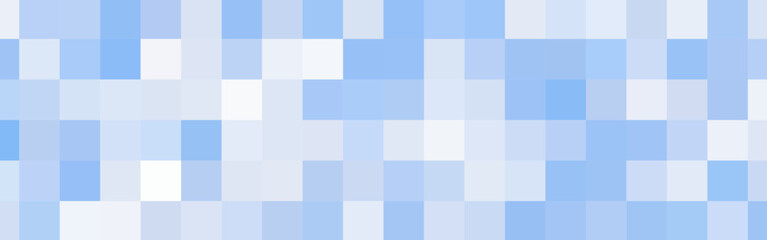 Abstract white and blue gradient square mosaic banner background. Vector illustration.	