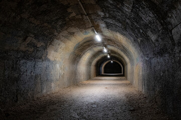 Fototapeta na wymiar a tunnel under the town of Rijeka in Croatia built during World War II to protect residents from Allied bombing