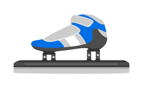 Blue gray ice speed skate isolated on white background. Flat vector illustration