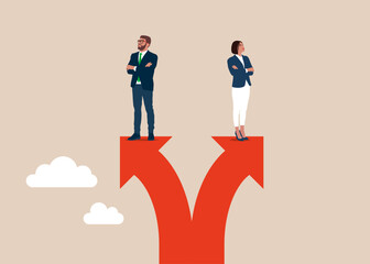 Obraz premium The couple person has different opinions. Conflict of opinion, divorce.