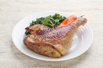 Roasted duck leg with orange sauce