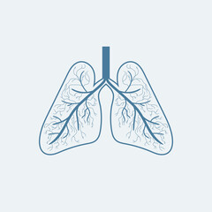 Lungs icon, flat style. Internal organs of the human design element, logo. Anatomy, medicine concept