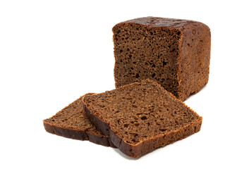 Slices of rye fresh bread on a white background close-up. baking isolate