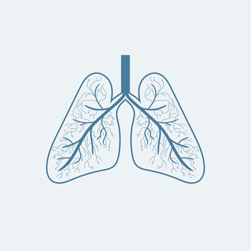 Lungs icon, flat style. Internal organs of the human design element, logo. Anatomy, medicine concept