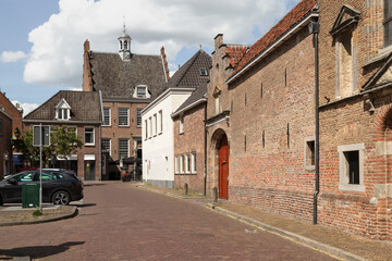 Fototapeta na wymiar Former commandery of Sint Jan built in the year 1544 and the former town hall in the Dutch city of Montfoort.