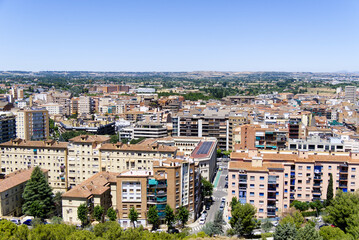 View of Lleida from Castell del Rey - obrazy, fototapety, plakaty