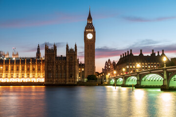 Fototapeta na wymiar the Big Ben and houses of parliament, London, UK