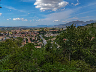 Fototapeta na wymiar Panoramic view from the Rocca Albornoziana in Spoleto, Umbria