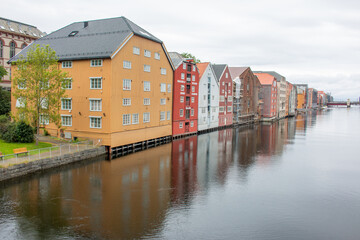 Fototapeta na wymiar Trondheim Havn (harbour, harbor) Trondheim Trøndelag in Norway (Norwegen, Norge or Noreg)