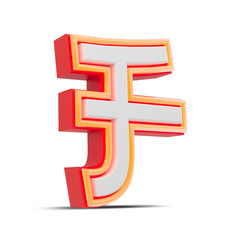 Obraz premium Red 3D alphabet japan style with orange neon light, 3d rendering.