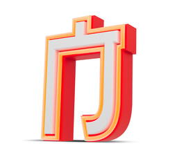 Red 3D alphabet  japan style with orange neon light, 3d rendering.