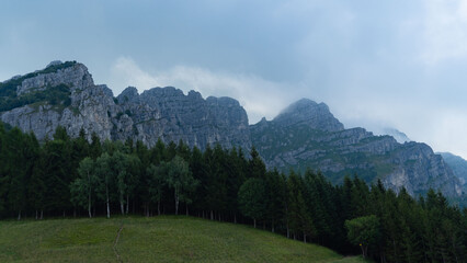 mountain landscape with sky Lecco - obrazy, fototapety, plakaty