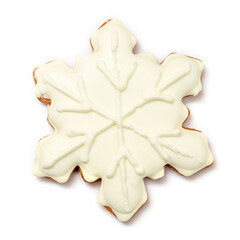 Christmas cookies in the form of a snowflake on a white isolated background