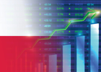 Economic growth in Poland.Poland's stock market.Poland flag with charts,growth arrow