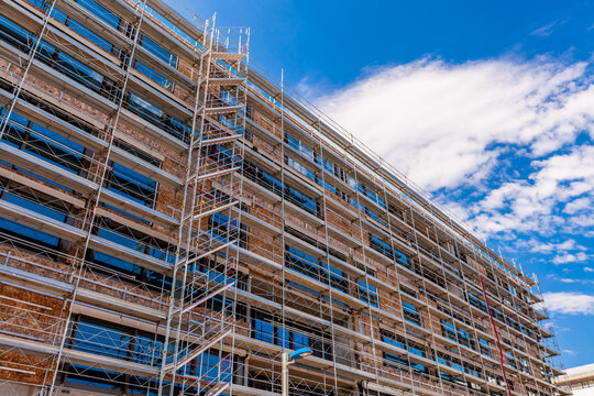 Scaffolding Installed For The External Wall Insulation.