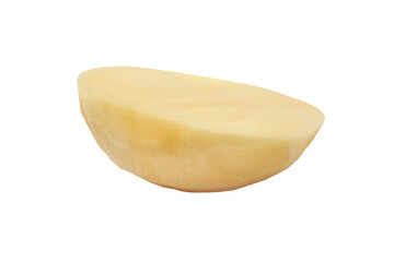 Close-up of a potato. Peeled potatoes isolated on a white background. A bunch of raw peeled potatoes.