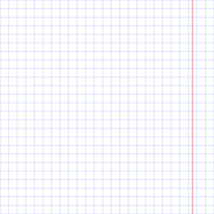 Back to school. Vector illustration of realistic square paper blank sheet isolated on white background. Art design lines, grid page notebook with margin. Blank notebook paper sheet vector illustration