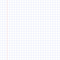 Back to school. Vector illustration of realistic square paper blank sheet isolated on white background. Art design lines, grid page notebook with margin. Blank notebook paper sheet vector illustration