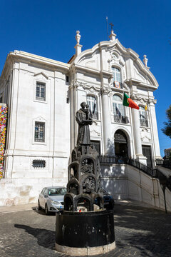 St Anthony's Church and a statue of St. Antony, Lisbon, Portugal