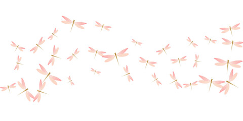 Magic rosy pink dragonfly cartoon vector background. Spring cute insects. Simple dragonfly cartoon dreamy illustration. Gentle wings damselflies graphic design. Tropical beings