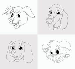 Dog head coloring book for kids antistress hand drawn zentangle dog vector illustration