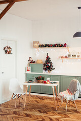 Vertical Photo Olive Provencal Kitchen with Christmas Decor