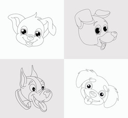 Dog head coloring book for kids antistress hand drawn zentangle dog vector illustration