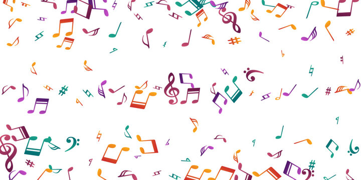 Musical note symbols vector background. Melody
