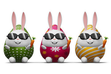 Obraz premium Happy easter day, cute bunny with colorful egg