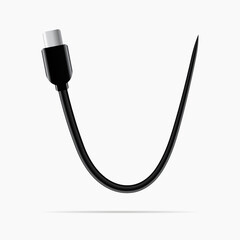 V logo made of type c cable. Vector isolated font for digital design, template, application logo etc.