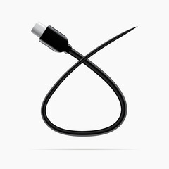 X logo made of type c cable. Vector isolated font for digital design, template, application logo etc.