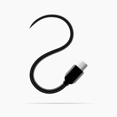 2 logo made of type c cable. Vector isolated font for digital design, template, application logo etc.