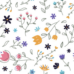 seamless cute floral pattern vector illustration for packaging textile print design