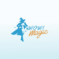 wow magic vector logo design idea