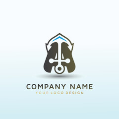 Fototapeta premium Anchor vector logo design letter A