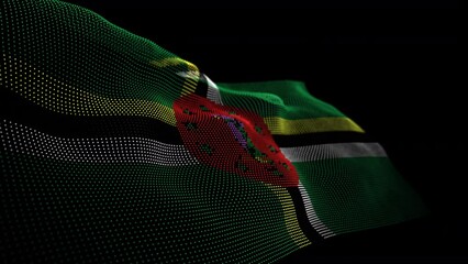 Seamless looping animated digital flag of Dominica overlay rendered of points in 4K resolution including luma matte