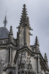 Fototapeta na wymiar Architectural detail of Roman Catholic Gothic St. Peter and St. Paul Cathedral (Cathedrale Saint-Pierre-et-Saint-Paul) in Nantes. Construction began in 1434. Nantes, Loire Atlantique, France.