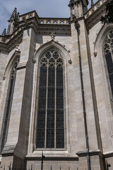 Obraz premium Architectural detail of Roman Catholic Gothic St. Peter and St. Paul Cathedral (Cathedrale Saint-Pierre-et-Saint-Paul) in Nantes. Construction began in 1434. Nantes, Loire Atlantique, France.