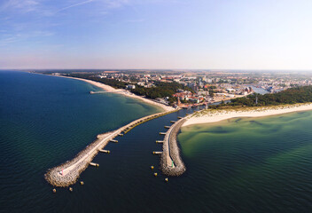 sea bay on the background of the city