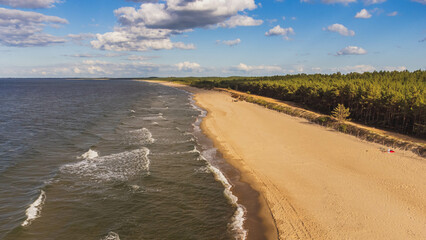 View of the beach at Górki Wschodnie on a beautiful sunny day. Gdansk, Poland.