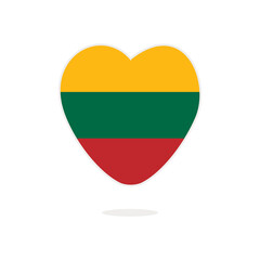 Lithuania flag heart isolated on white background. Flag of Lithuania in the shape of a heart. Vector illustration of the flag of Lithuania