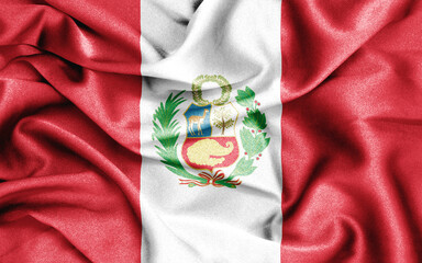 fabric texture curved flag of Peru