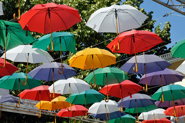 hofheim am taunus, altstadt, regenschirmdekoration